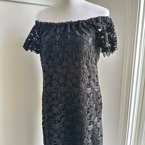 Ralph‎ Lauren Lace Off Shoulder Cocktail Formal Shift Knee Stretch Dress Sz 2 - Picture 4 of 11